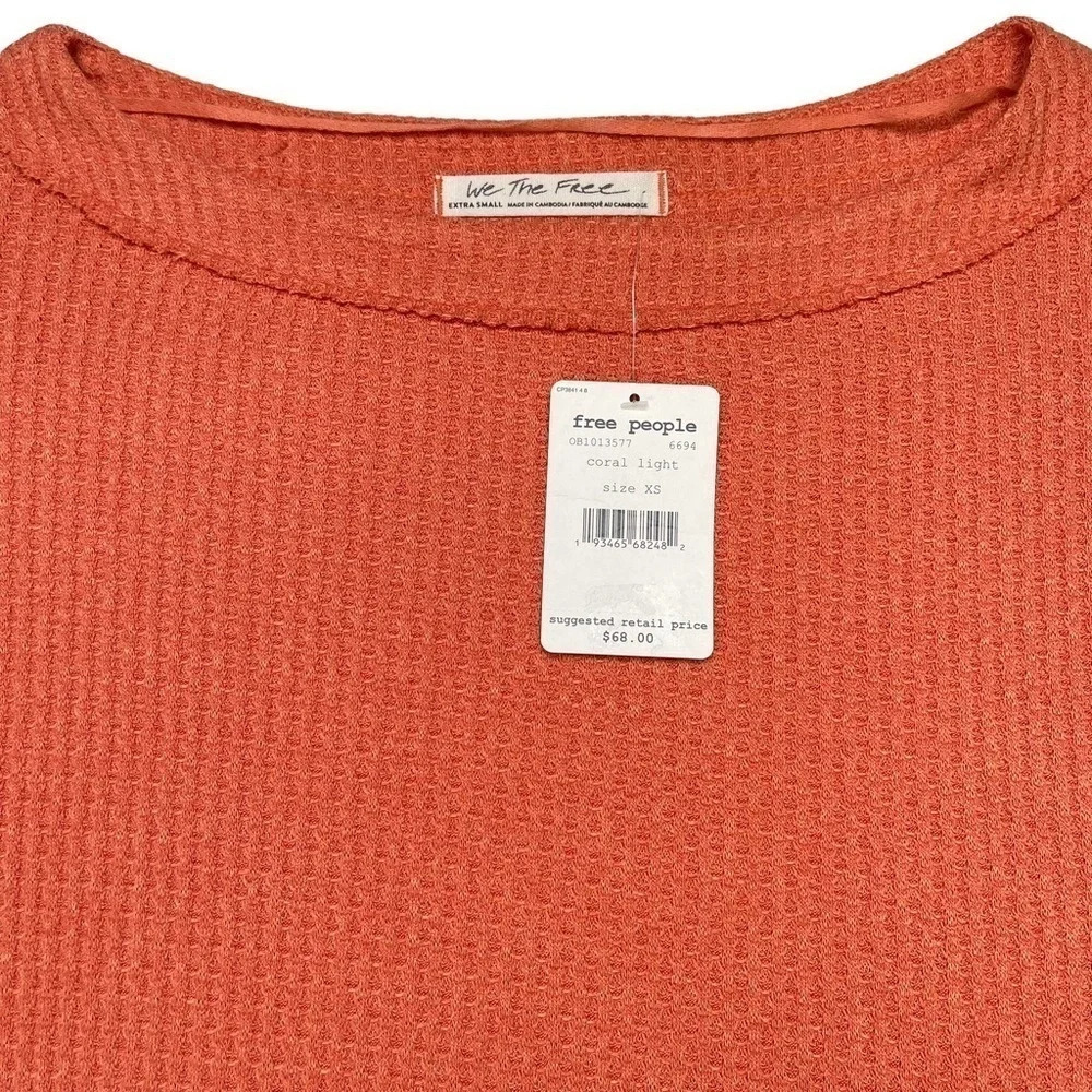 Free People We The Free Coral Light North Slope Thermal Scoop Neck Tunic Size XS - Picture 5 of 12